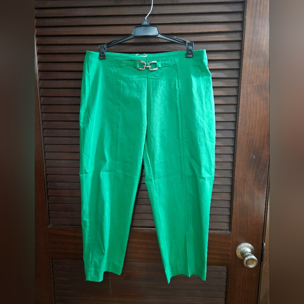 Zac & Rachel Bright Capri Green Dress Pants with Silver Accent